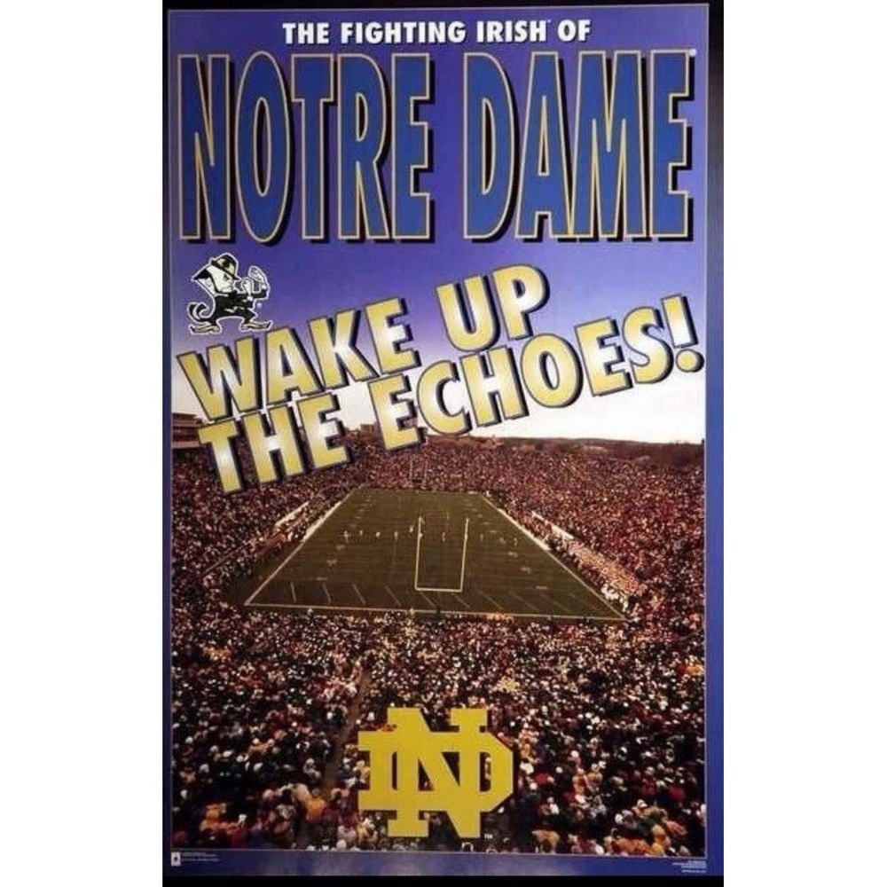 New Notre Dame Fighting Irish "Wake Up the Echoes!" Vintage Football Poster 1996